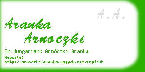 aranka arnoczki business card